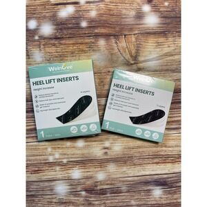 Welnove 2 Pair Heel Lift Inserts Adjustable Gel Height Increase Size S & L Black